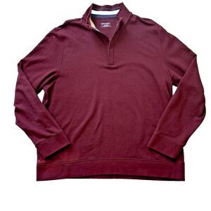 UNTUCKit Mens 1/4 Zip Pullover Sweatshirt XXL Corral Burgundy Business Casual